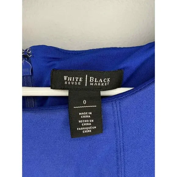 White House Black Market Cap Sleeve Knee Length Sheath Dress Royal Blue Womens 0 - Picture 6 of 9